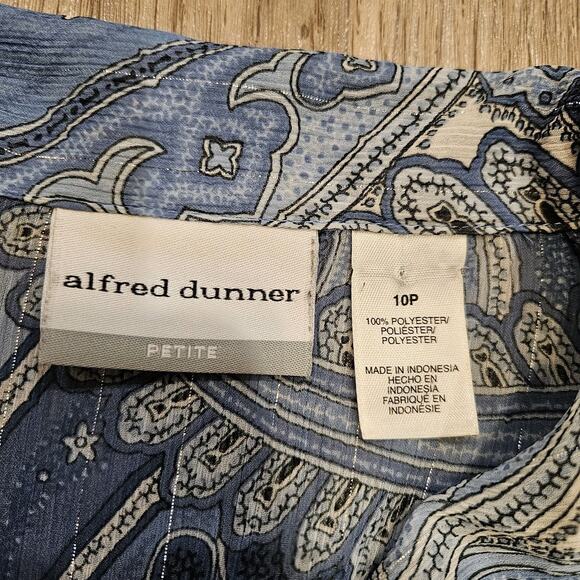 Vtg Paisley Print Semi Sheer Blouse Womens 10P Blue Y2K Fairy Preppy Alfred Dunn - Picture 7 of 9